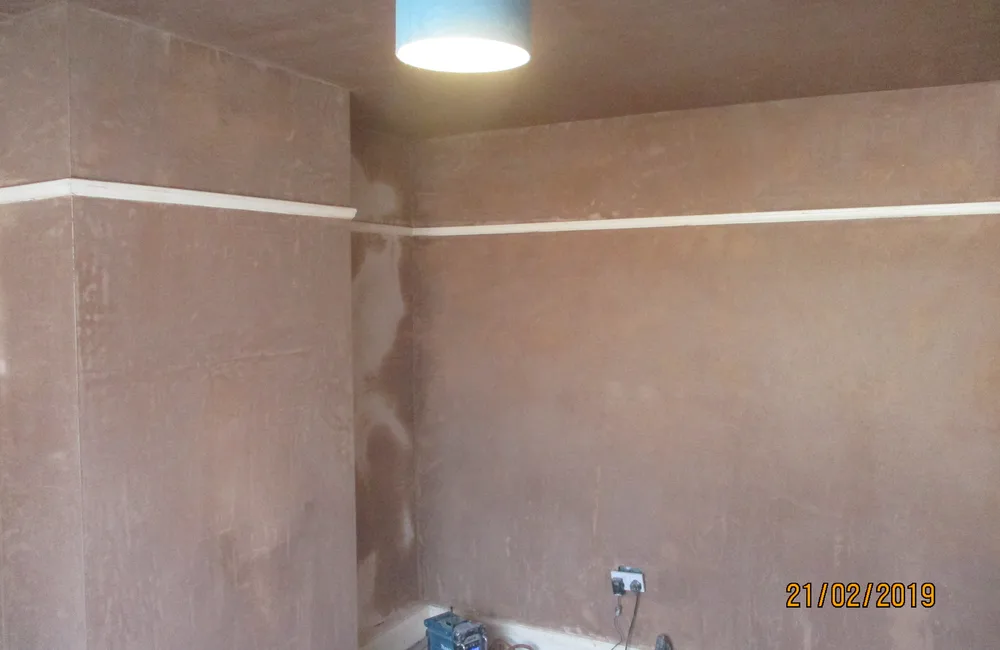 Completed smooth interior plaster finish