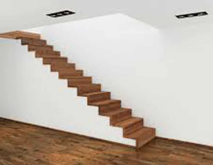 Completed smooth plaster finish around a staircase